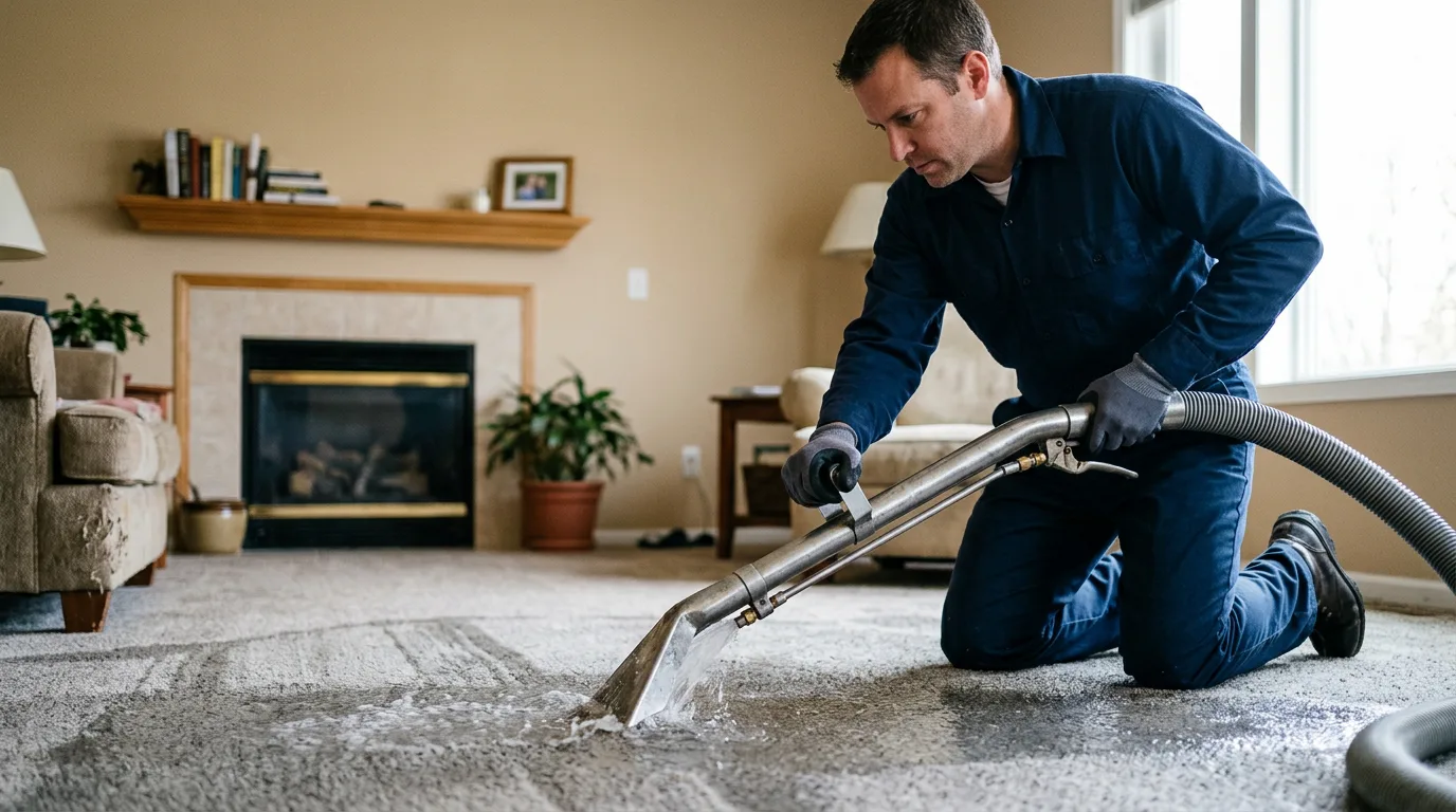 Water damage restoration technician working near Shambaugh, IA